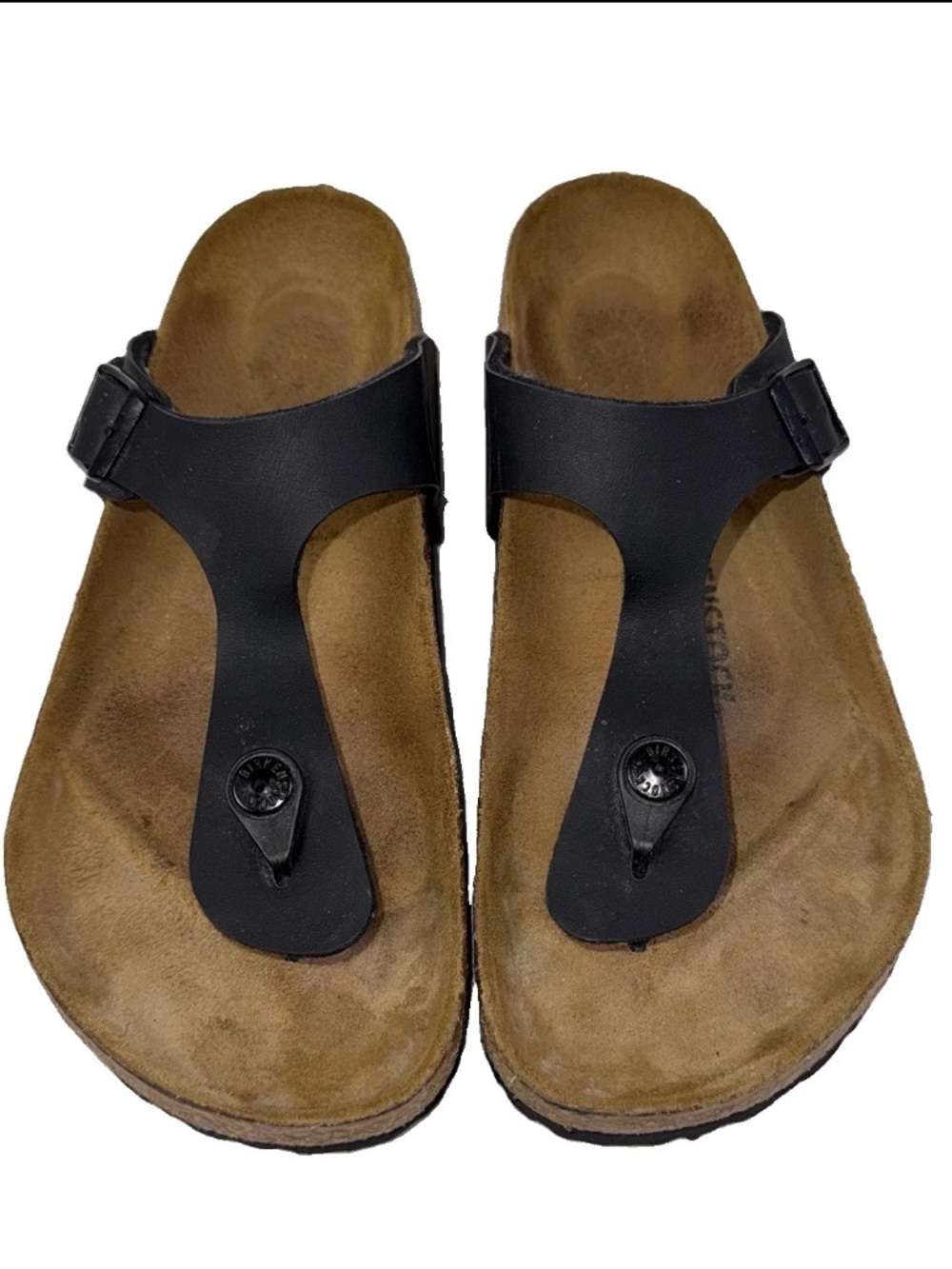 Birkenstock Gizeh Thong Sandals Woman EU 38 US 7 Black Leather CLEAN! EUC